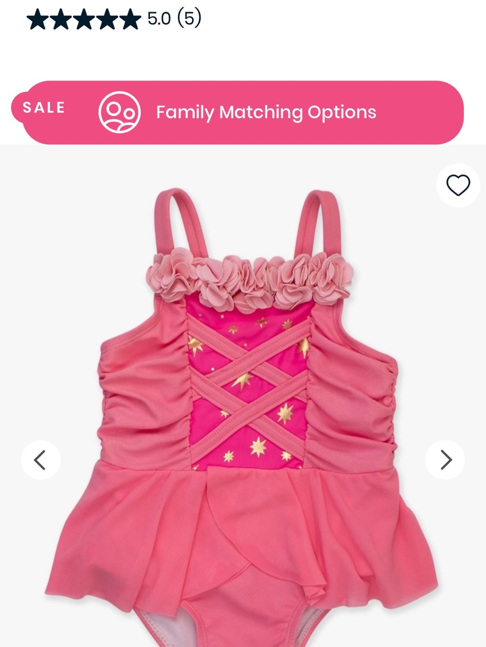 Girls' Pink Ruffle One-Piece Swimsuit with Star Detail